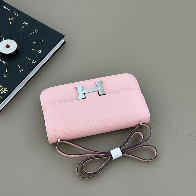 HM 25S CONSTANCE ELAN 24 CM IN LIGHT PINK EPSOM WITH SILVER HARDWARE