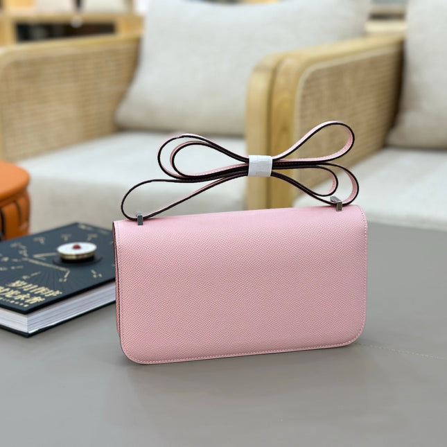 HM 25S CONSTANCE ELAN 24 CM IN LIGHT PINK EPSOM WITH SILVER HARDWARE