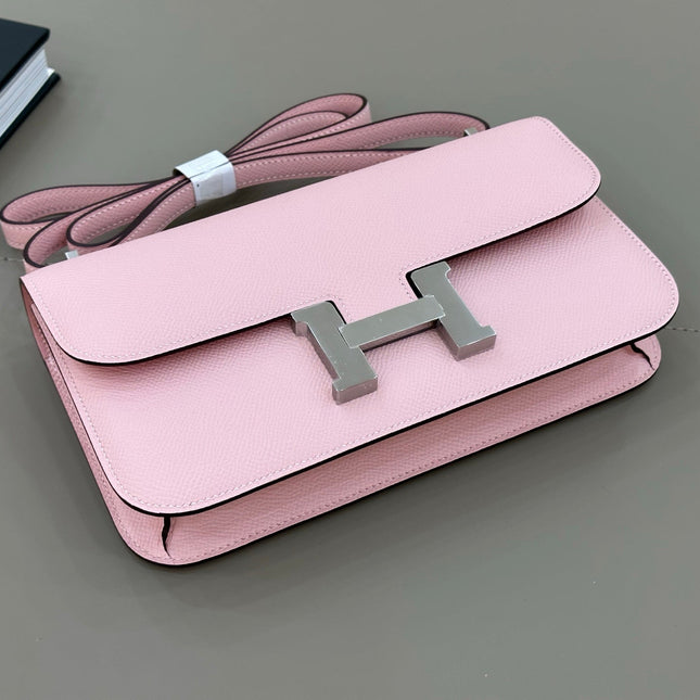 HM 25S CONSTANCE ELAN 24 CM IN LIGHT PINK EPSOM WITH SILVER HARDWARE