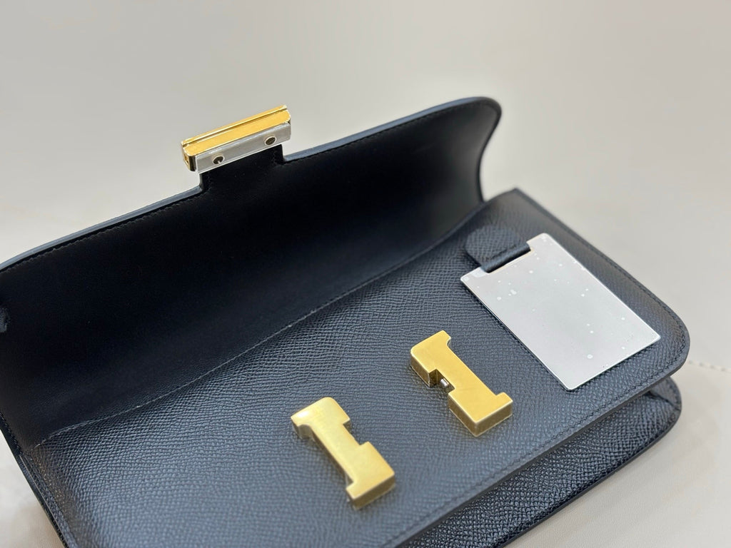 HM 25S CONSTANCE ELAN 24 CM IN BLACK EPSOM WITH GOLD HARDWARE