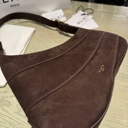 WAVE HOBO BAG 29 IN CHOCOLATE SUEDE