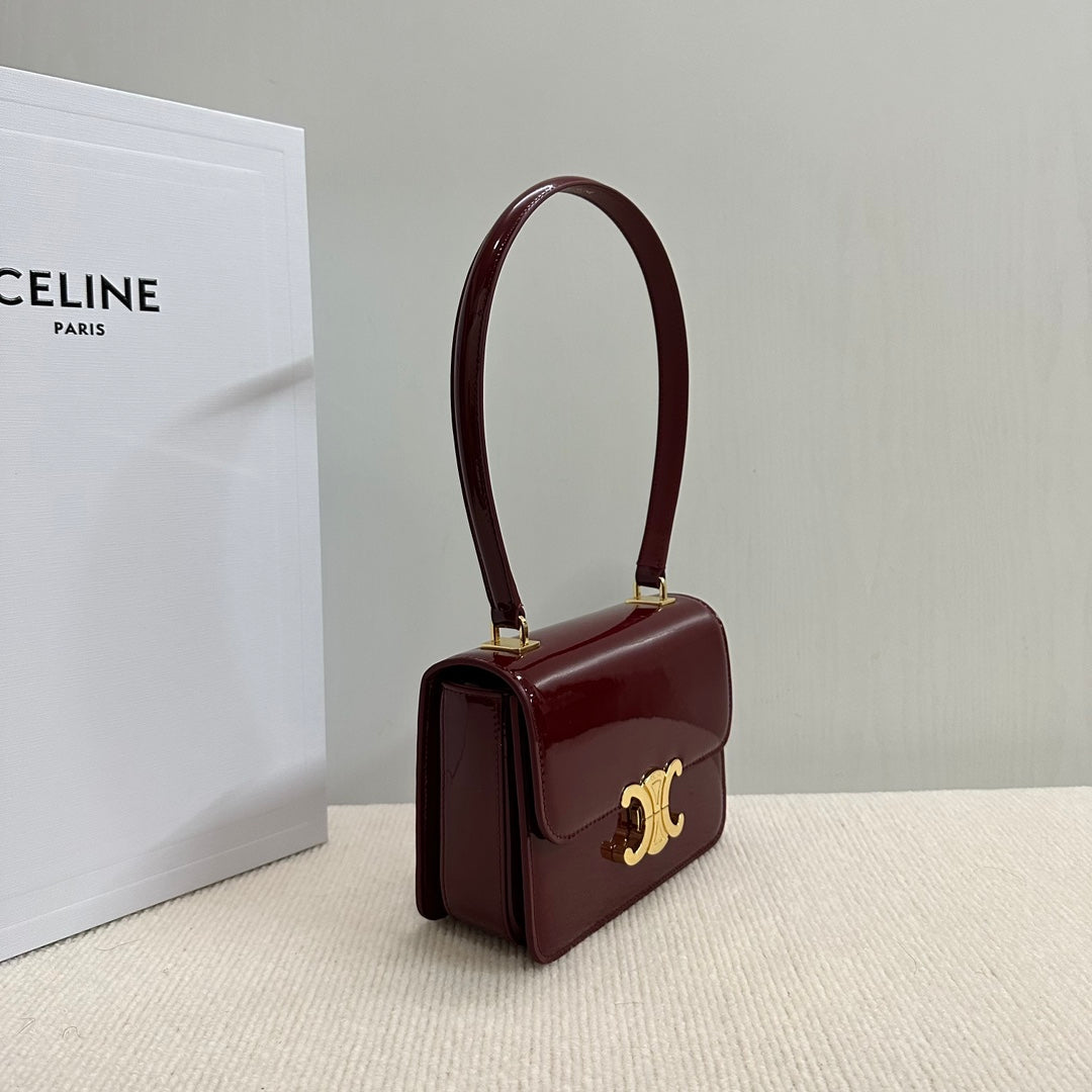 TEEN GARANCE BAG 18 IN WINE RED PATENT CALFSKIN