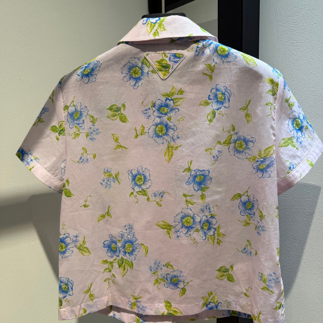 PRADA 26S SHORT-SLEEVE BOW-TIE SHIRT STYLE 988