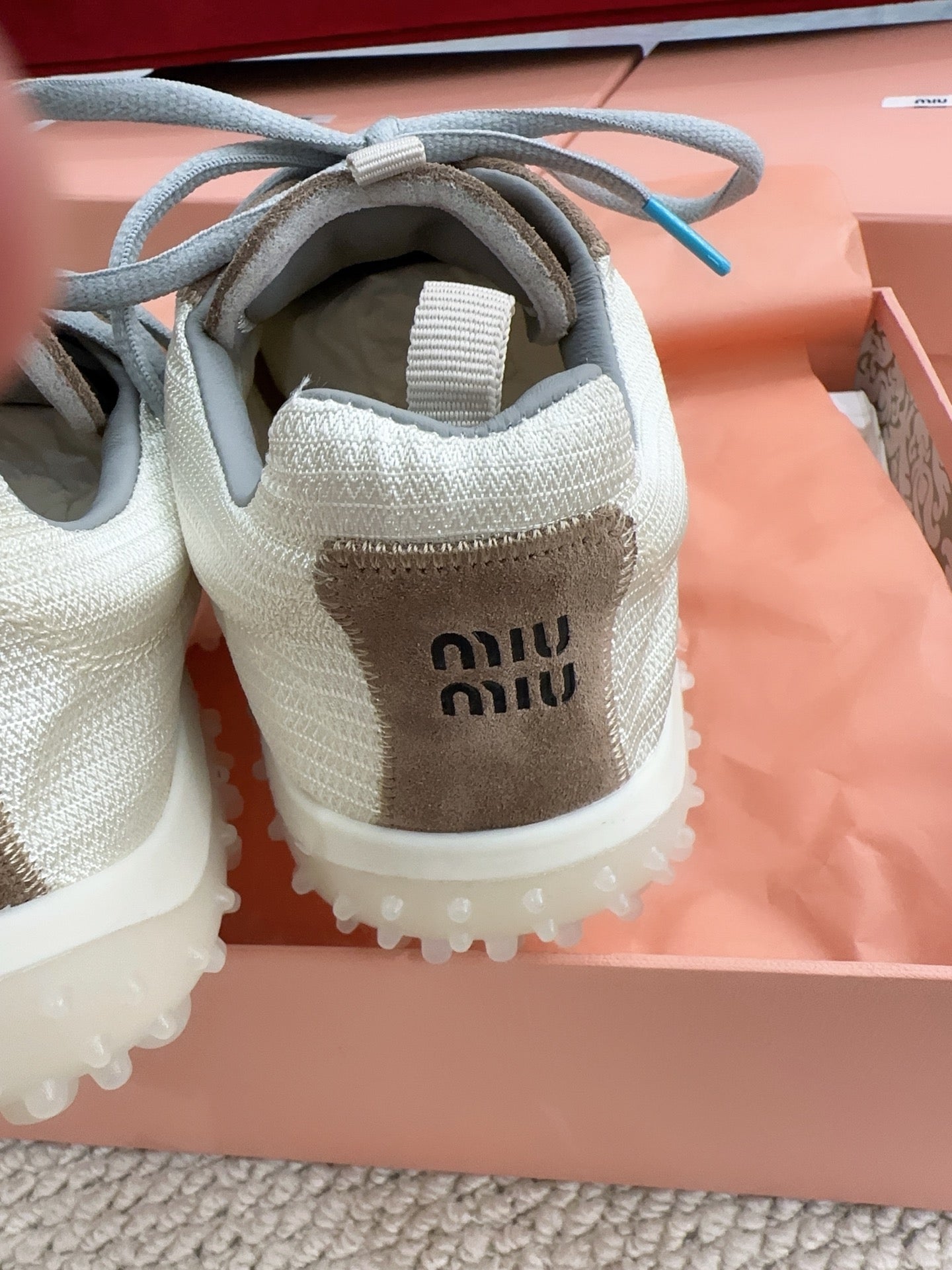 MIUMIU 26S SNEAKER IN BROWN SUEDE AND WHITE FABRIC STYLE 4