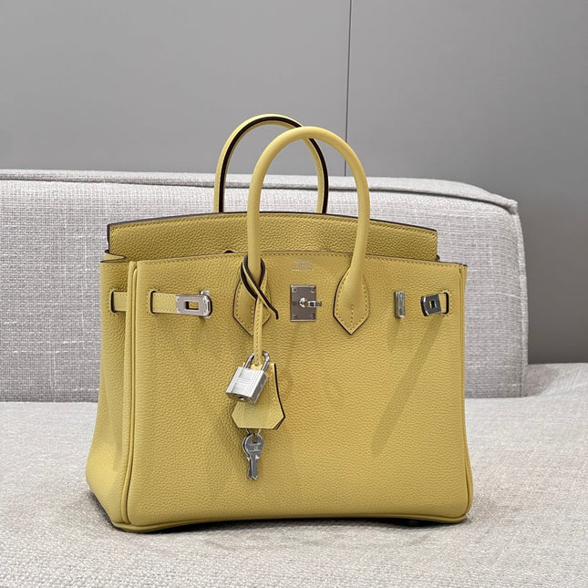 HM 25S BIRKIN 25 CM IN YELLOW TOGO WITH KEY SILVER