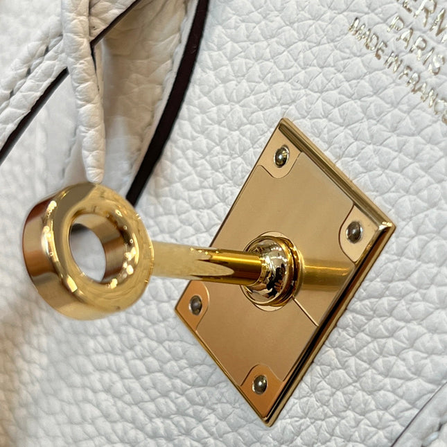HM 25S BIRKIN 25 CM IN CREAM WHITE TOGO WITH KEY GOLD