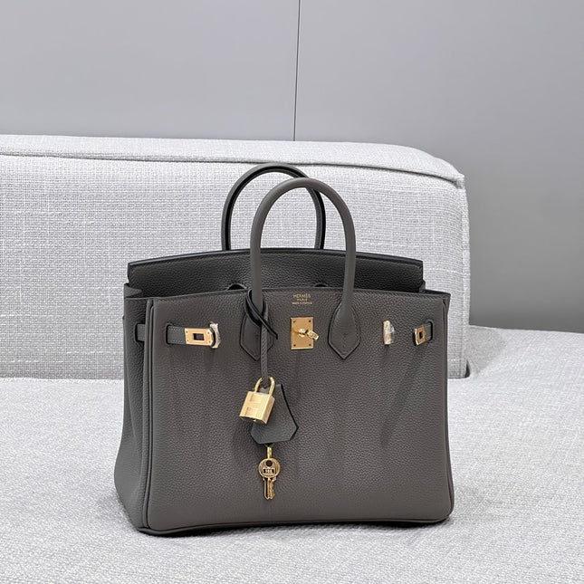 HM 25S BIRKIN 25 CM IN DARK GREY TOGO WITH KEY GOLD