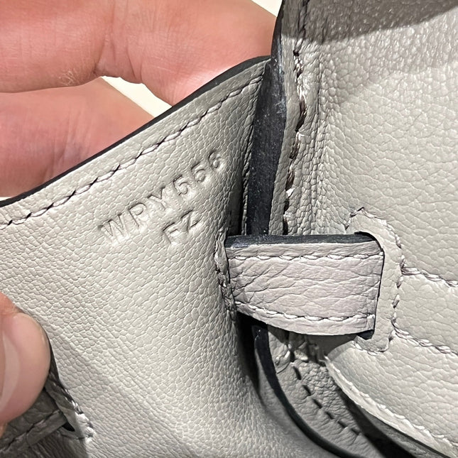 HM 25S BIRKIN 25 CM IN GREY TOGO WITH KEY GOLD