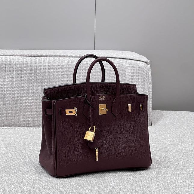 HM 25S BIRKIN 25 CM IN BURGUNDY BROWN TOGO WITH KEY GOLD