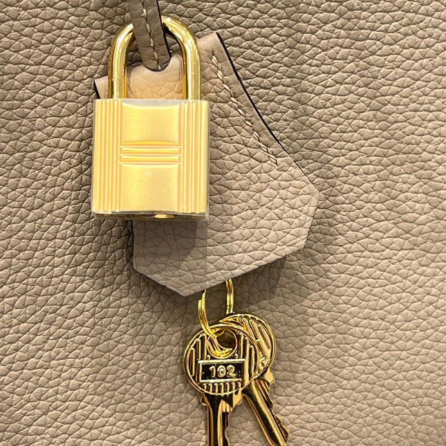 HM 25S BIRKIN 25 CM IN TAUPE TOGO WITH KEY GOLD