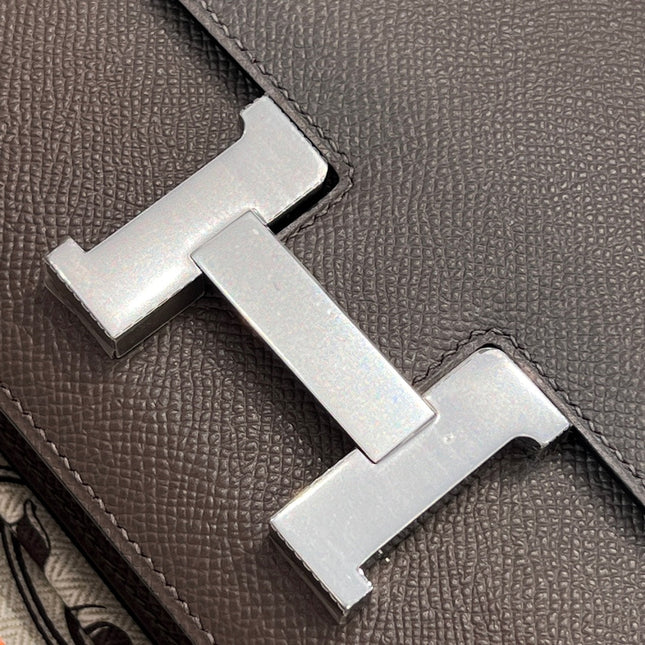 HM 25S CONSTANCE 19 CM IN DARK GREY EPSOM WITH SILVER HARDWARE