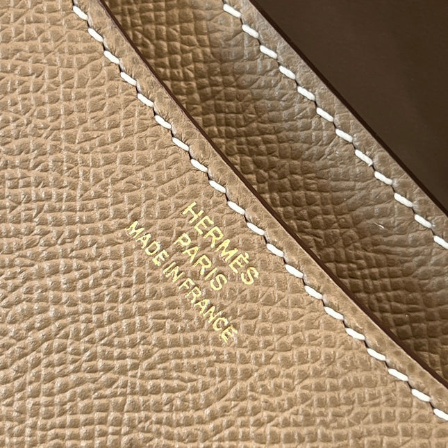 HM 25S CONSTANCE 19 CM IN TAUPE BROWN EPSOM WITH GOLD HARDWARE