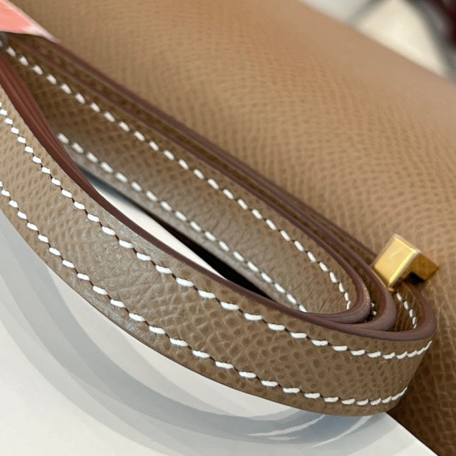 HM 25S CONSTANCE 19 CM IN TAUPE BROWN EPSOM WITH GOLD HARDWARE