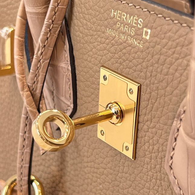 HM 25S BIRKIN 25 CM IN TAN BROWN TOGO WITH KEY GOLD