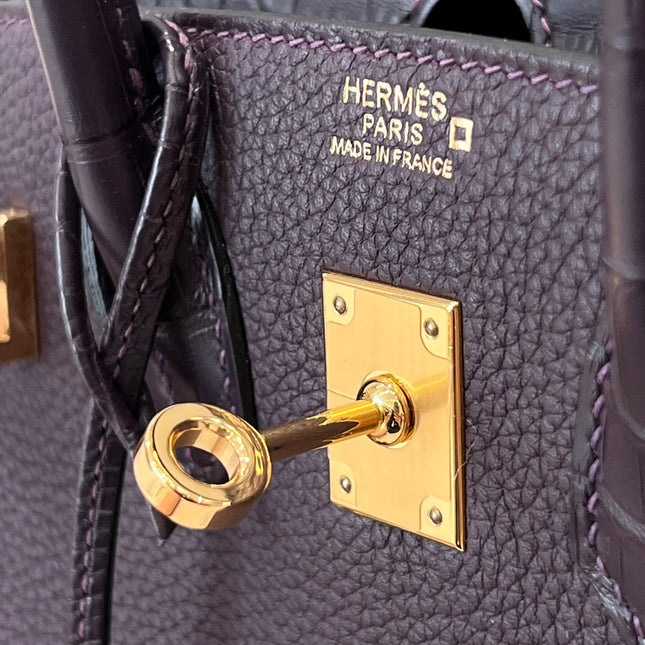 HM 25S BIRKIN 25 CM IN DARK PURPLE TOGO WITH KEY GOLD