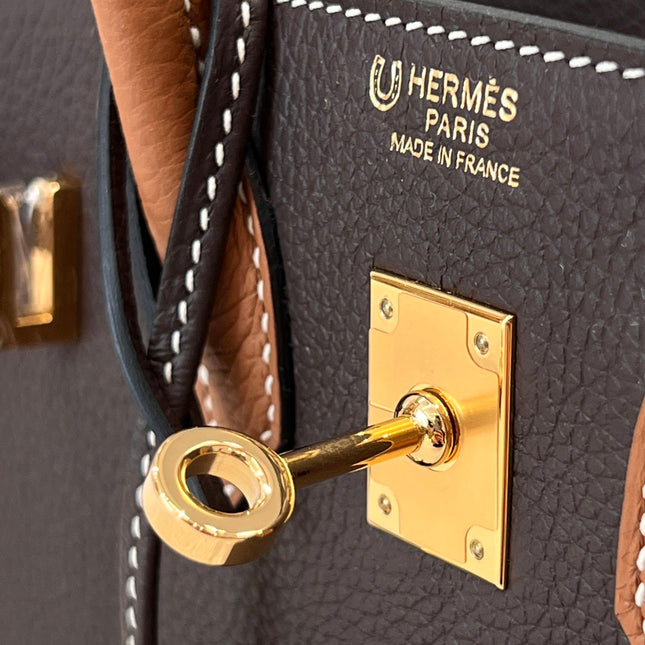 HM 25S BIRKIN 25 CM IN DARK BROWN COWHIDE WITH KEY GOLD