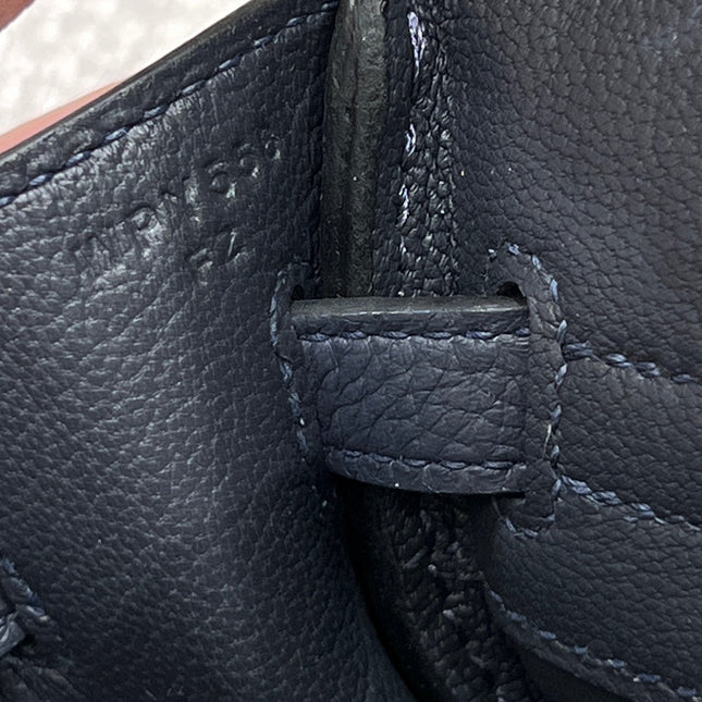 HM 25S BIRKIN 25 CM IN CHARCOAL BLUE TOGO WITH KEY SILVER