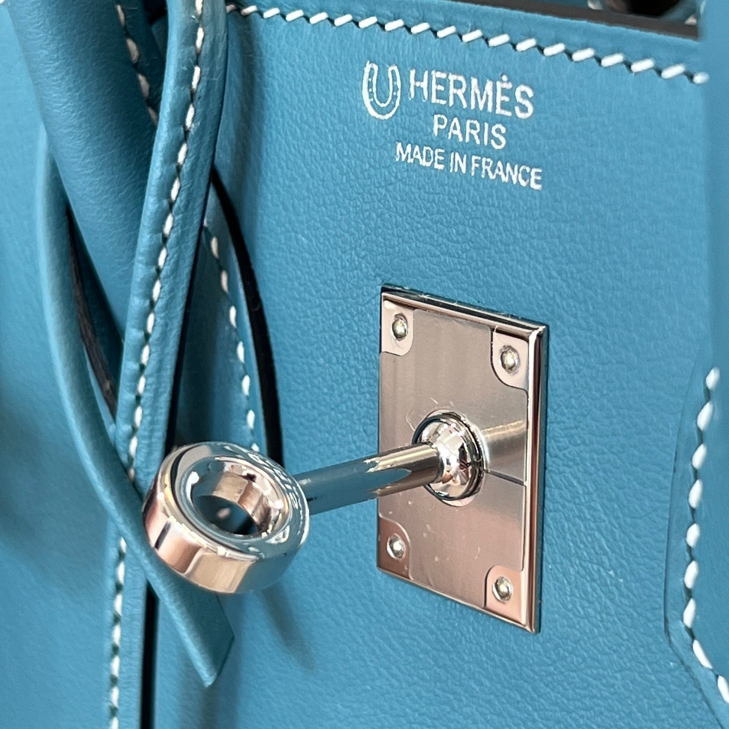 HM 25S BIRKIN 25 CM IN STEEL BLUE SWIFT WITH KEY SILVER