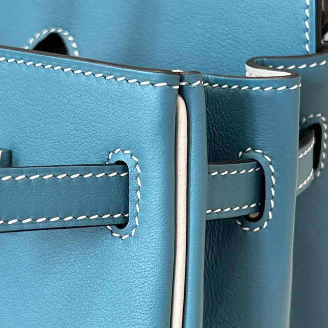 HM 25S BIRKIN 25 CM IN STEEL BLUE SWIFT WITH KEY SILVER