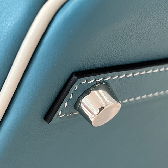 HM 25S BIRKIN 25 CM IN STEEL BLUE SWIFT WITH KEY SILVER