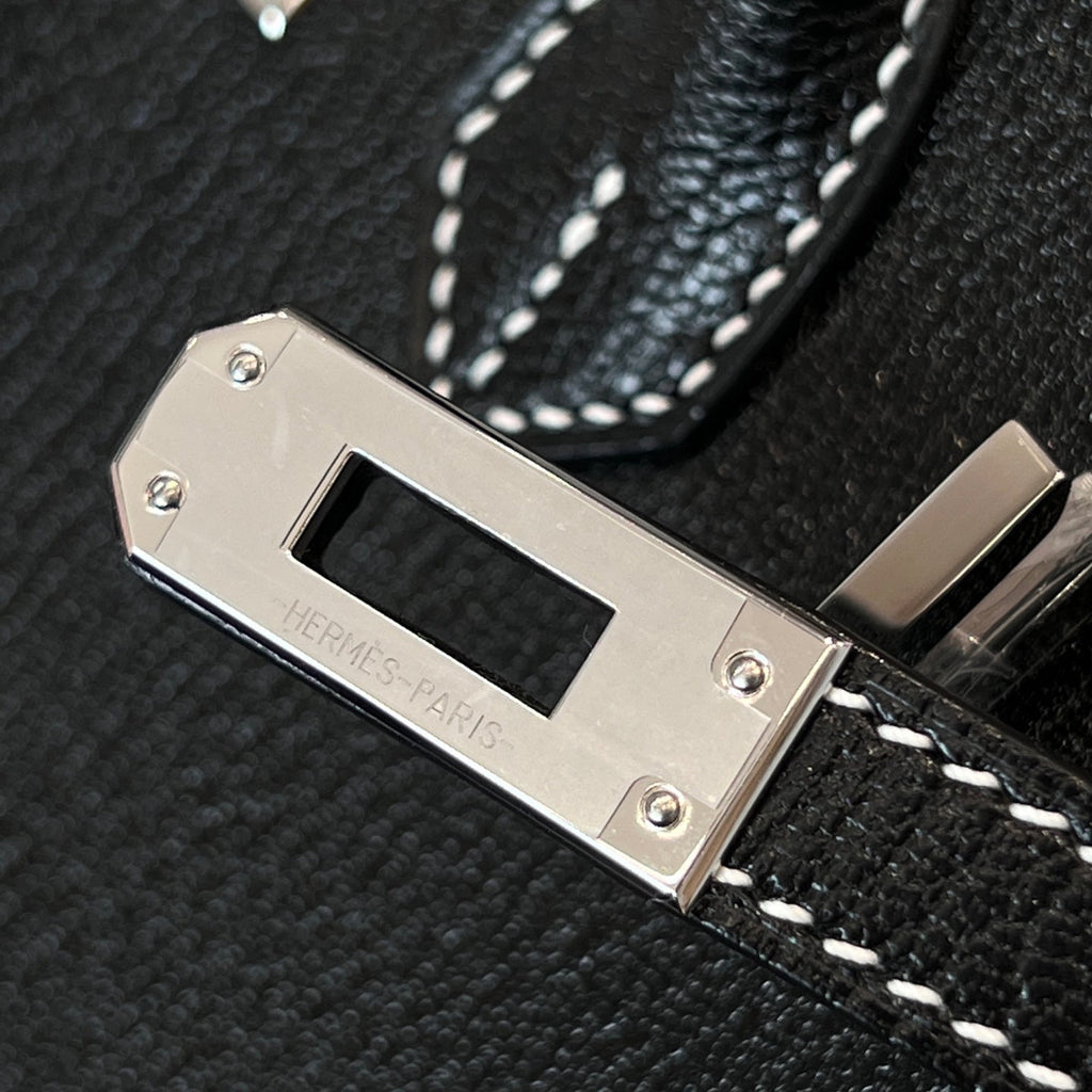 HM 25S BIRKIN 25 CM IN BLACK COWHIDE WITH KEY SILVER