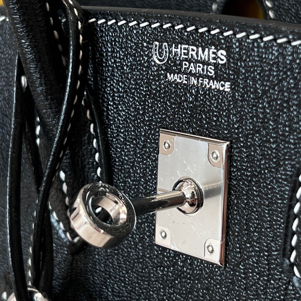 HM 25S BIRKIN 25 CM IN BLACK COWHIDE WITH KEY SILVER