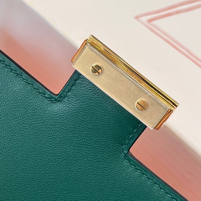 HM 25S CONSTANCE 19 CM IN DARK GREEN EPSOM WITH GOLD HARDWARE