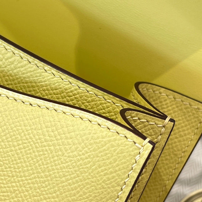 HM 25S CONSTANCE 19 CM IN YELLOW EPSOM WITH SILVER HARDWARE