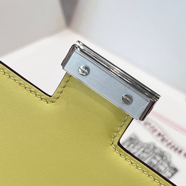 HM 25S CONSTANCE 19 CM IN YELLOW EPSOM WITH SILVER HARDWARE
