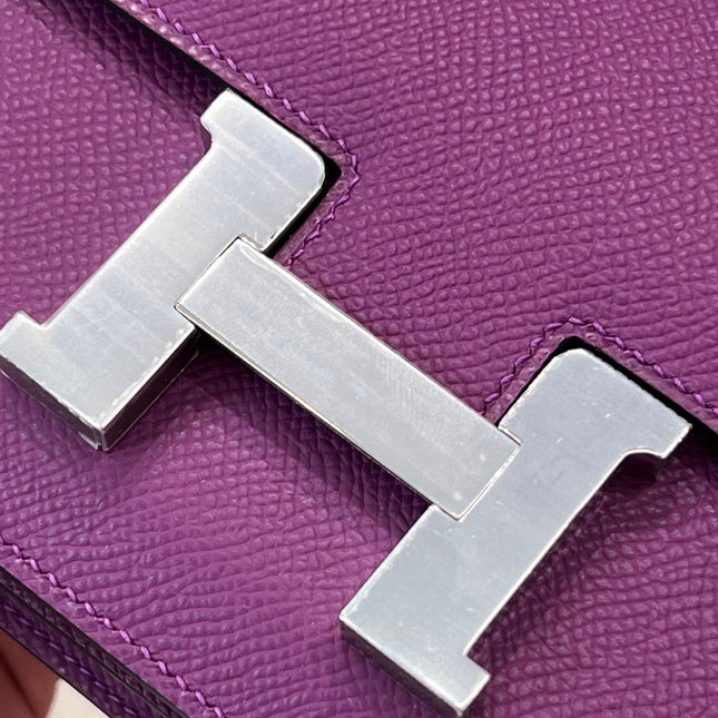 HM 25S CONSTANCE 19 CM IN PURPLE EPSOM WITH SILVER HARDWARE