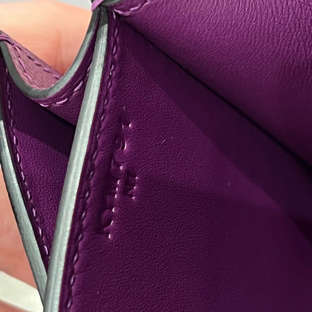HM 25S CONSTANCE 19 CM IN PURPLE EPSOM WITH SILVER HARDWARE