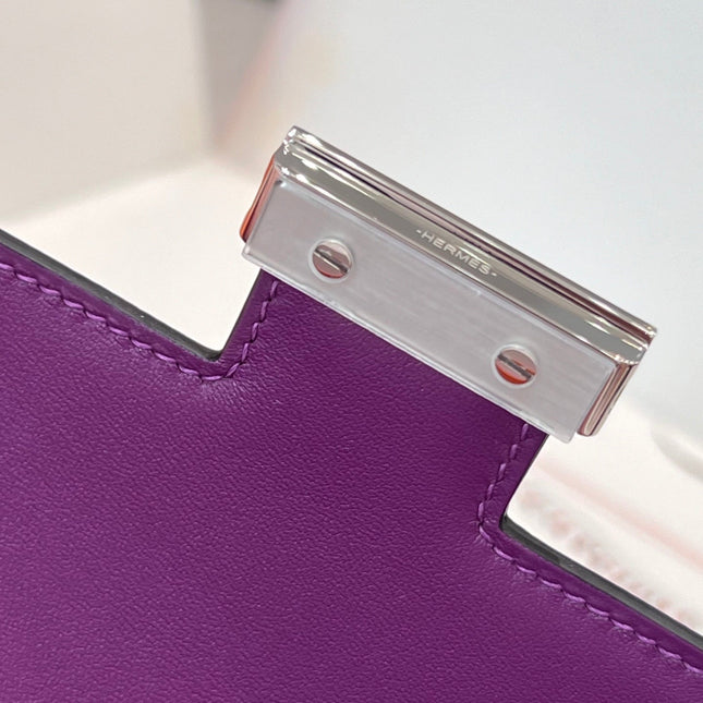 HM 25S CONSTANCE 19 CM IN PURPLE EPSOM WITH SILVER HARDWARE