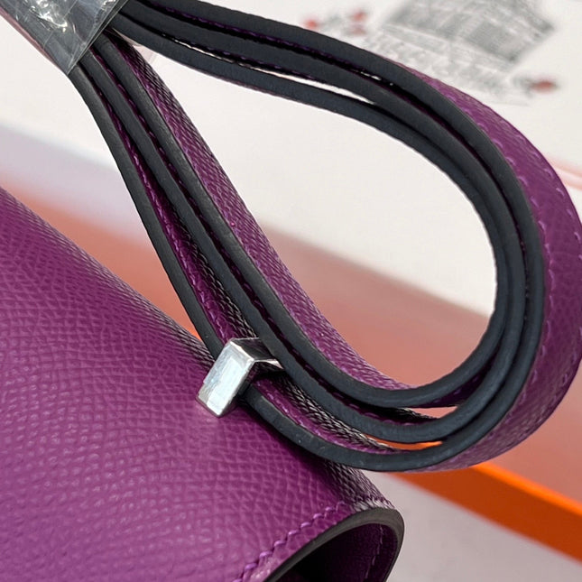 HM 25S CONSTANCE 19 CM IN PURPLE EPSOM WITH SILVER HARDWARE