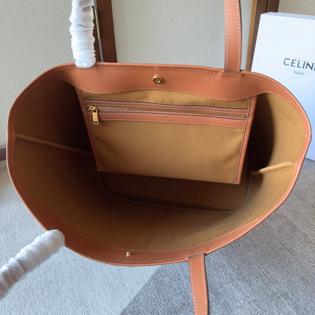 CELINE 26S TOTE BAG 31 IN DARK BROWN CALFSKIN WITH PRINTED PATTERN