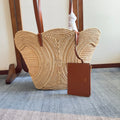 CLASSIC PANIER MEDIUM BRAIDED TRIOMPHE 47 IN BEIGE RAFFIA AND CALFSKIN