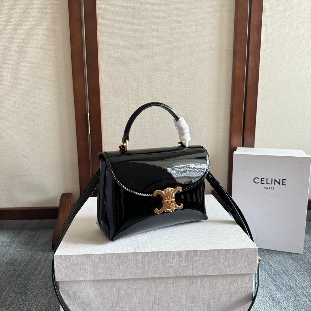 TEEN NINO BAG 20 IN BLACK GLOSSY CALFSKIN GOLD HARDWARE