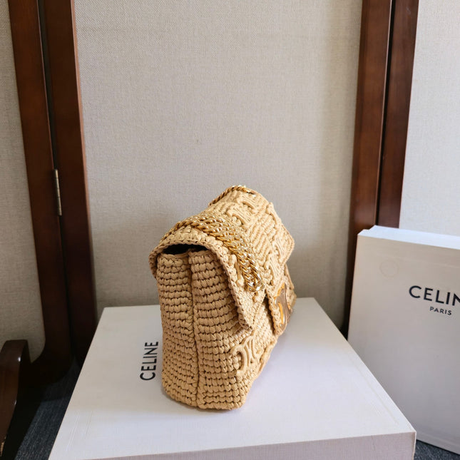 CELINE 26S VICTOIRE BAG 25 IN BEIGE RAFFIA