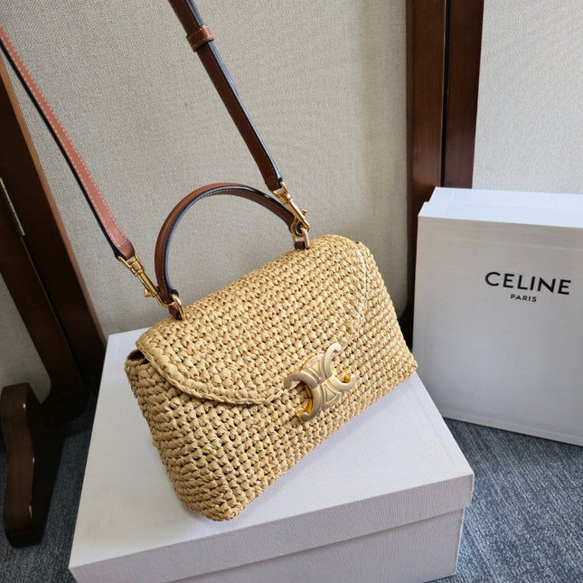 CELINE 26S TEEN NINO BAG 20 IN BEIGE RAFFIA