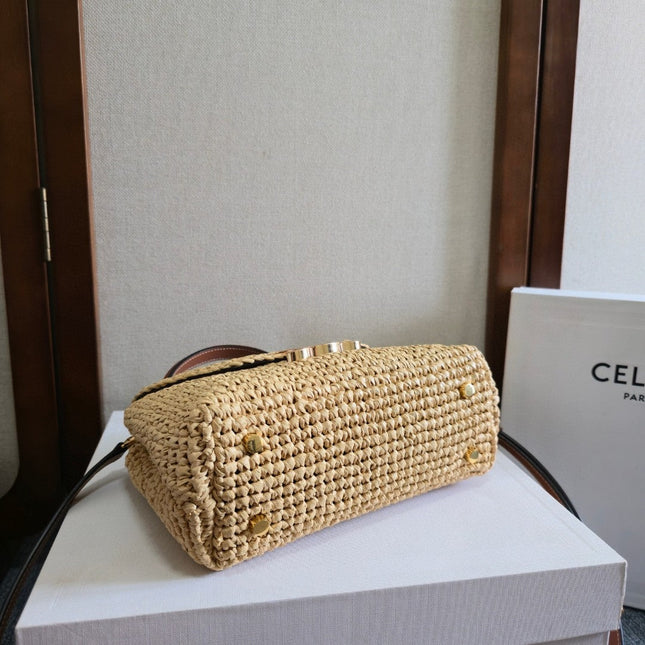 CELINE 26S TEEN NINO BAG 20 IN BEIGE RAFFIA