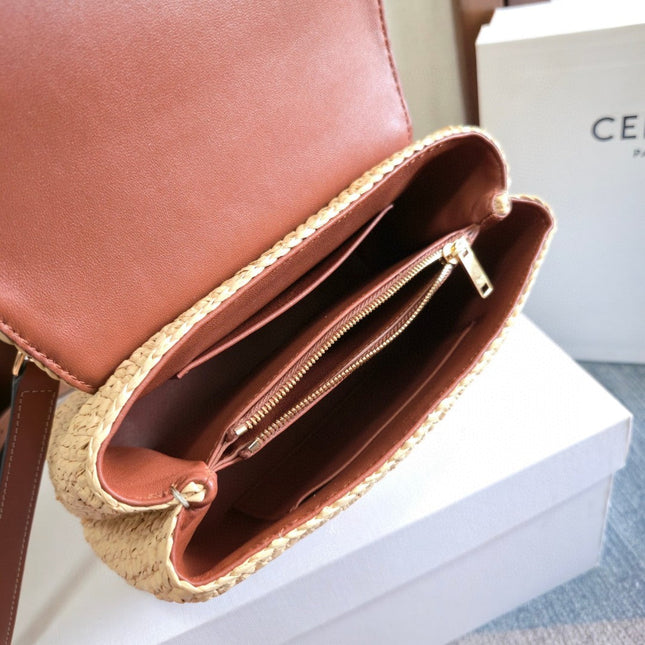CELINE 26S TEEN NINO BAG 20 IN BEIGE RAFFIA