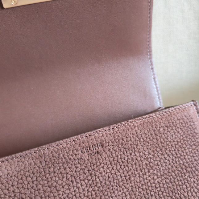 CELINE 25S TEEN TRIOMPHE BAG 18MM IN DARK BROWN GRAINED NUBUCK CALFSKIN