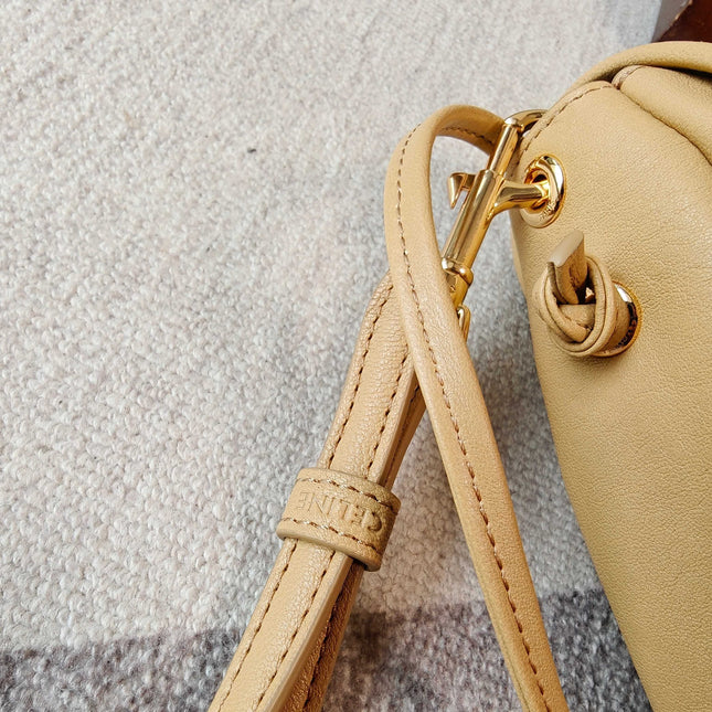 CELINE 26S LITTLE HALFMOON SOFT 46 IN BEIGE LAMBSKIN