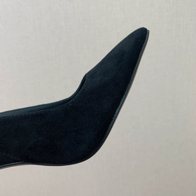 BALMAIN 26S SLINGBACK 95 MM IN BLACK SUEDE