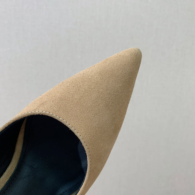 BALMAIN 26S SLINGBACK 95 MM IN LIGHT BROWN SUEDE