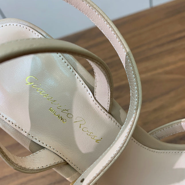 GIANVITO ROSSI 26S CRYSTAL HEELS 105 MM IN BEIGE LAMBSKIN