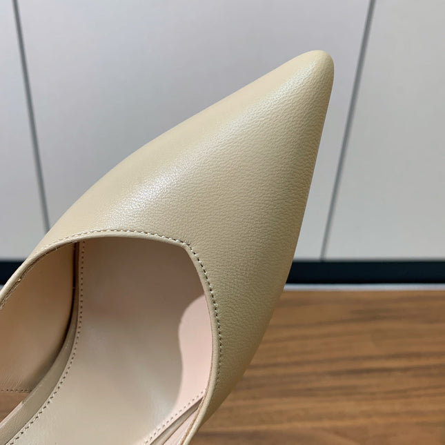 GIANVITO ROSSI 26S SLINGBACK HEELS 105 MM IN BEIGE LAMBSKIN