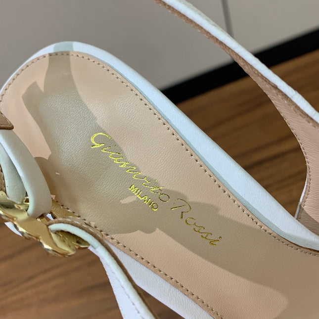 GIANVITO ROSSI 26S SLINGBACK HEELS 105 MM IN WHITE LAMBSKIN