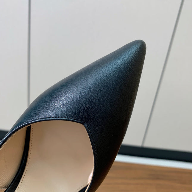 GIANVITO ROSSI 26S SLINGBACK HEELS 105 MM IN BLACK LAMBSKIN