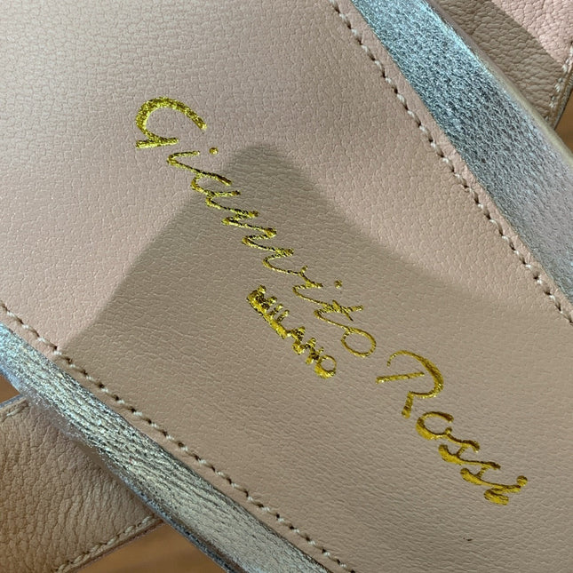GIANVITO ROSSI 26S PLATFORM SANDALS 115 MM IN SILVER CALFSKIN