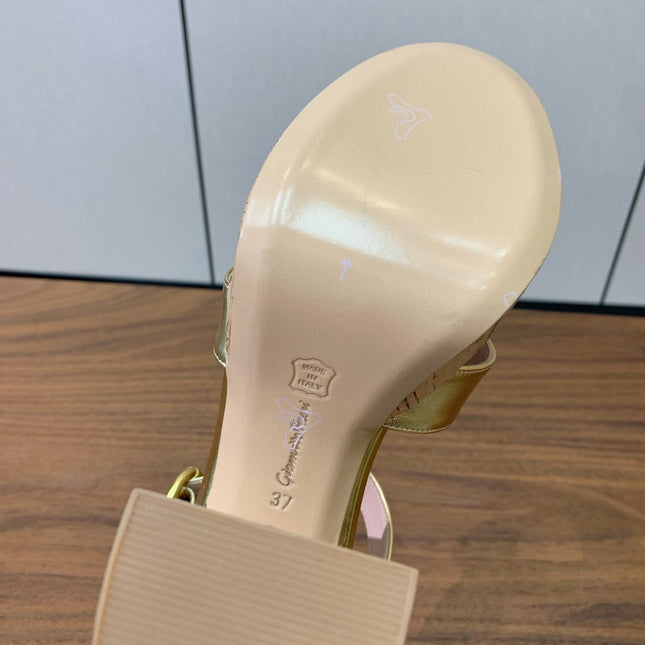 GIANVITO ROSSI 26S PLATFORM SANDALS 115 MM IN GOLD CALFSKIN